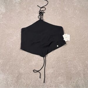 Fabletics NWT Black Halter Tie Back Summer Top‎ Women's Medium